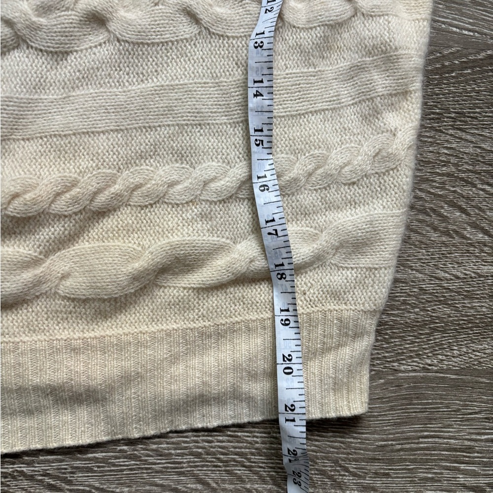 CHARTER CLUB 100% 2-Ply Cashmere Ivory Cabled Sweater, Size: M - Picture 6 of 8